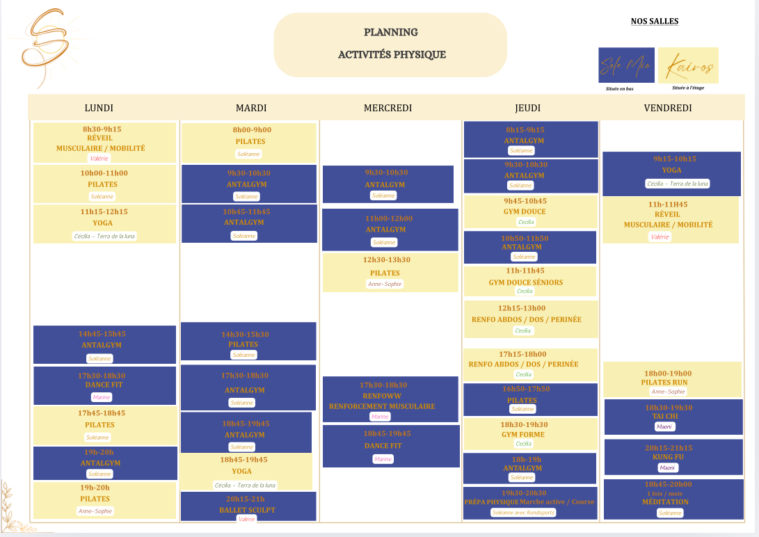 a. Planning activités sportives